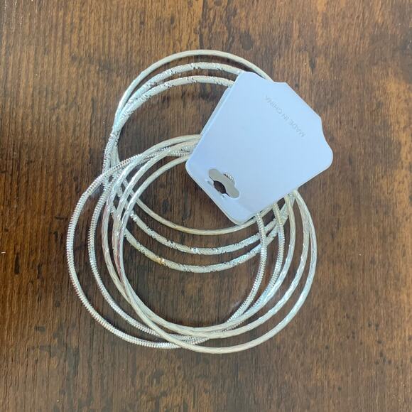 Silver Bangle Bracelets with Designs Set of Eight New with tags - Picture 2 of 3